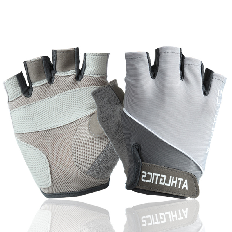 Bicicleta Medio dedo guantes deportivos hombres y mujeres fitness humedad wicking transpirable resistente al desgaste al aire libre equitación de seda de hielo guantes antideslizantes