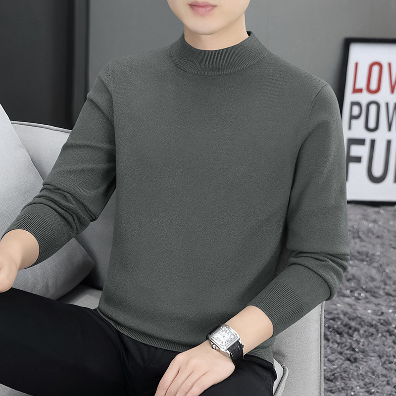 Wool Modal Half Turtleneck Sweater Men's Winter Velvet Thickened Warm Mid-Collar Knitted Bottoming Shirt Men's Wool Modal Half Turtleneck Sweater Men's Winter Velvet Thickened Warm Mid-Collar Knitted Bottoming Shirt Men's