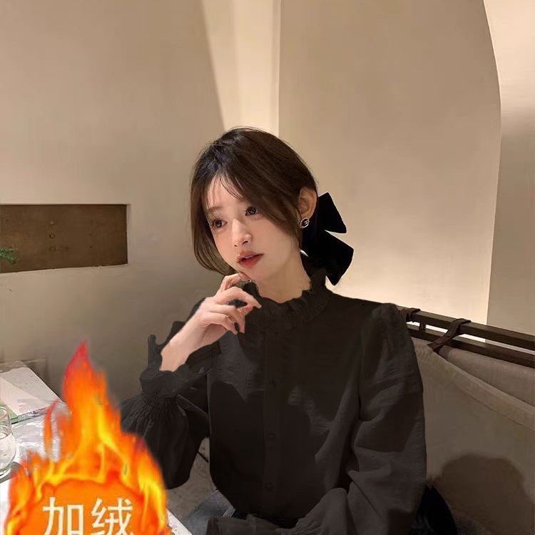边花边白色衬衫女装新款早春小香风上衣叠穿内搭打底衬衣秋冬|undefined