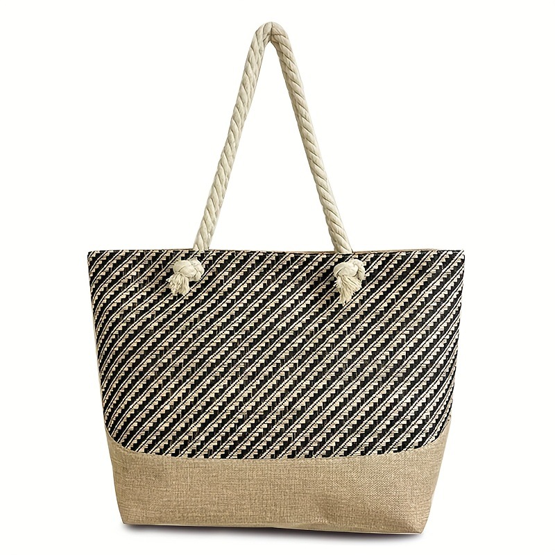 Bolsa de algodón blanco y negro de tela