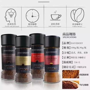 Davidoff Кофе Davidoff, импортированный из Германии, черный растворимый сублимированный, банка 100 г.