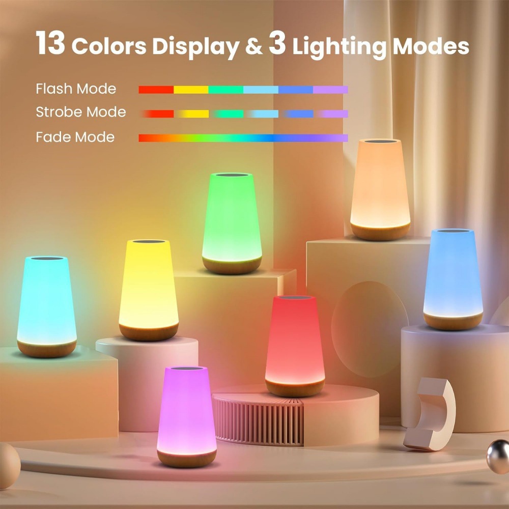 2026 lámpara de madera creativa lámpara de cabecera del dormitorio 13 luminarias luminosas de luz de tensión batería de luz de noche de alta calidad