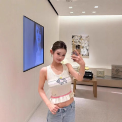 Nanyou Haoding CH Home 25 新しい夏スタイルフリルスリムフィット小魚ジャカードセーターノースリーブベスト女性用