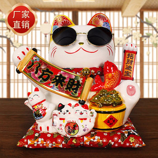 11 inch lucky cat ornaments shop front desk home living room cashier waving gifts lucky cat shake hands for business