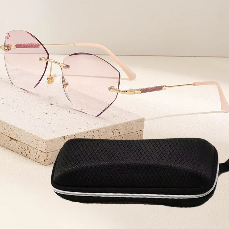 2025 new fashion reading glasses frameless edged diamond-set HD…