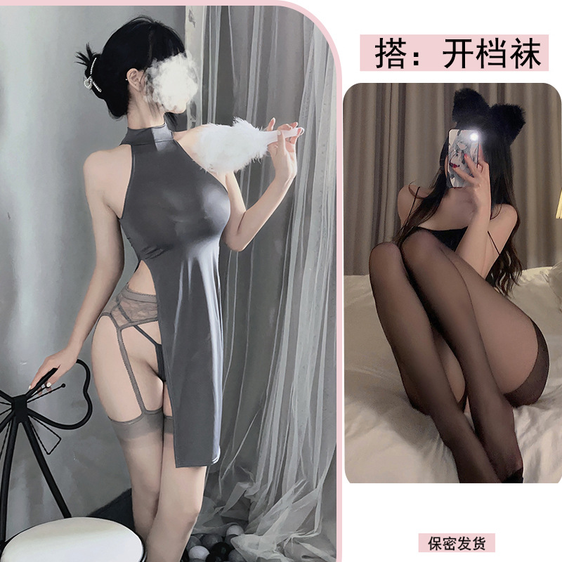 그레이 + 블랙 오픈 양말