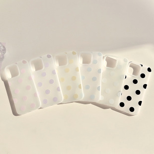 [under the Tower] Casual Style Macaron Polka Dot Apple Iphone16Pro Apple 17 Mobile Phone Case 14 Silicone 13