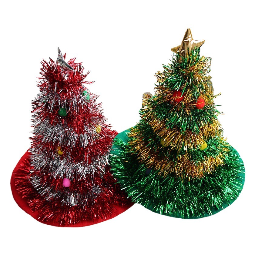 Sombrero del árbol de Navidad suministros de decoración de Navidad no tejidos de seda de lluvia sombrero de Navidad suministros de fiesta de vestir sombrero de Navidad