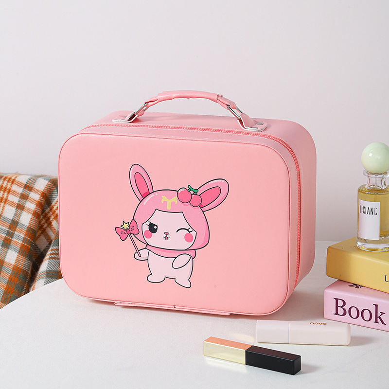 Nueva caja de maquillaje de dibujos animados de alto valor, bolsa de maquillaje portátil de viaje, bolsa de maquillaje portátil de regalo, bolsa de almacenamiento de regalo encantadora