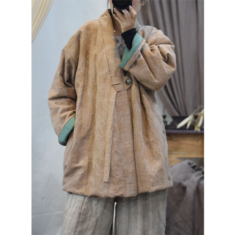 オリジナルの新しい冬の洗水麻綿は古いジャカードのレトロな国風漢服を磨いて保温綿服を改良します。23068