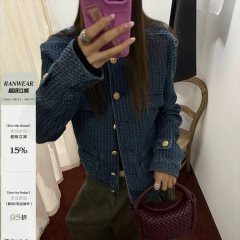 Ranwear 人气王！老钱调 b*v小众肌理感牛仔小香外套H型立领夹克