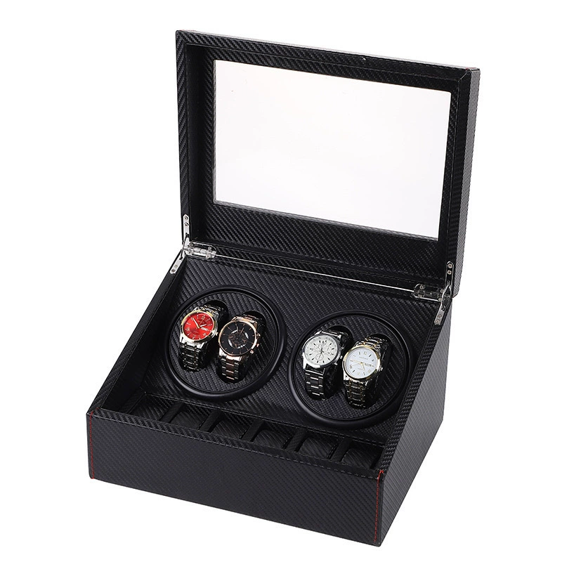 Оптовая оптовая продажа углеродного волокна кожи 4 6 бит автоматический шейкер мотор-коробка механические часы автоматическая подкачка электрическая коробка для часов