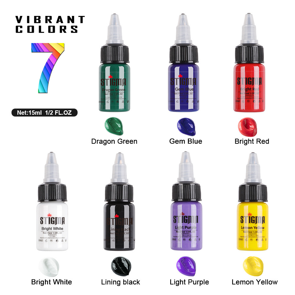 Tinta para tatuajes de dragón bordado, 15ml, set de tinta para tatuajes, pigmento de tatuaje colorido, equipo de tatuaje transfronterizo