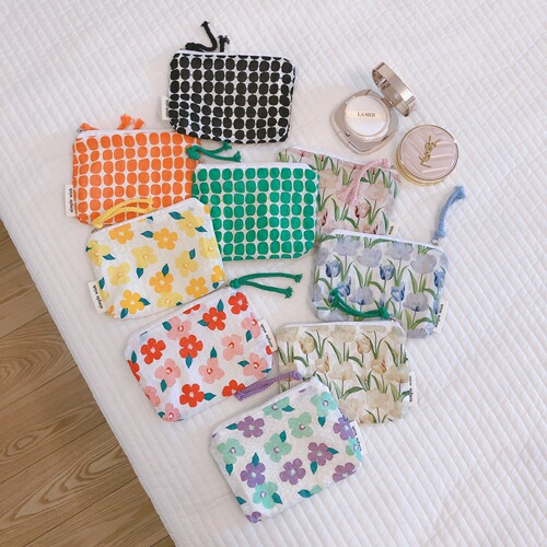 [Suxi Cloth Bag] Fresh Floral Coin Purse Mini Cute Cotton Bag Card Holder Headphones Lipstick Storage Bag