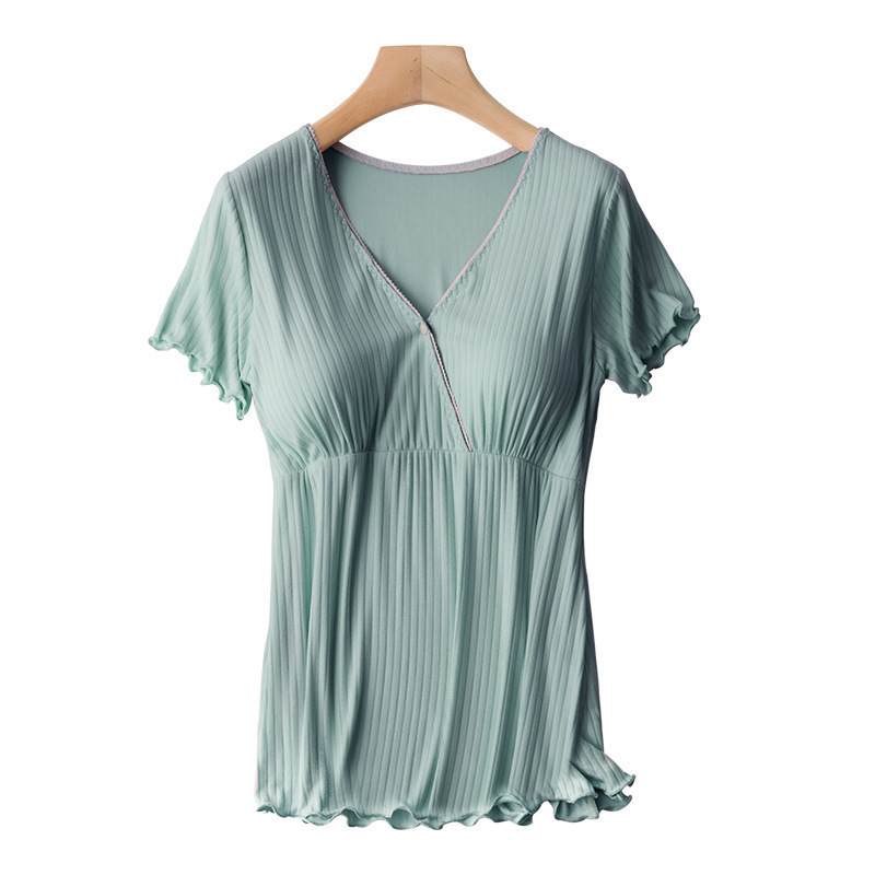 授乳半袖半袖tシャツ妊婦パジャマ産後授乳上着|undefined