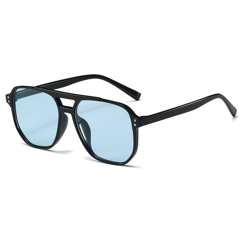 New Style Men's Square Frame Sunglasses, Anti-Uv, Personalized Retro Double Bridge, High-End, Versatile Sunglasses, Sun Protection, Cross-Border