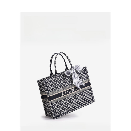 2024春季新款针织提花布托特包欧美时尚单肩包手提女包包一件代发