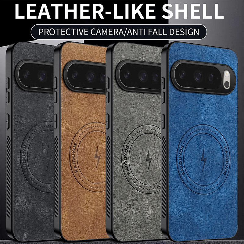 Suitable for Google Pixel10Pro Mobile Phone Case Lightning Nappa Pattern Magnetic Leather Pattern Soft Shell Pixel9 Anti-Fall Protection Suitable for Google Pixel10Pro Mobile Phone Case Lightning Nappa Pattern Magnetic Leather Pattern Soft Shell Pixel9 Anti-Fall Protection