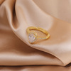 Zirconium heart shaped, fashionable trend wedding ring, brand copper jewelry, accessory, 18 carat