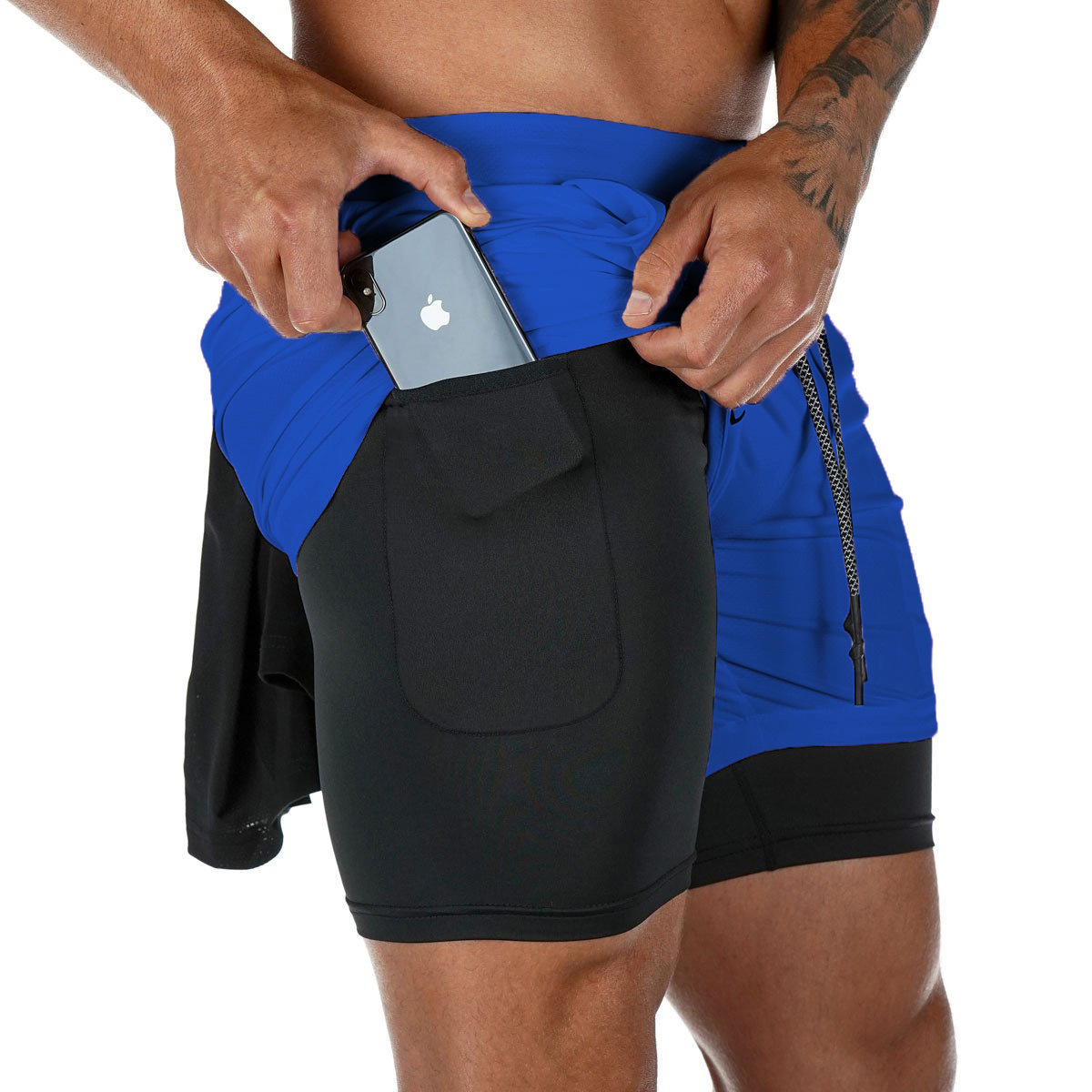 1 Cross-Border Sommer-Sportshorts für Herren, doppellagig, schnelltrocknend, atmungsaktiv, für Squat-Jogging, Workout, Freizeit und Basketball_voghion.com