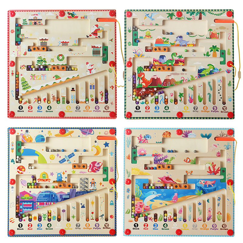 CPC juguetes de laberinto de madera para niños color clasificación magnética grano laberinto entrenamiento concentración juguetes educativos