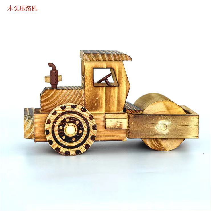 メーカー現物手作り玩具車模型消防車運搬車工事車観光地区木造工芸品バッチ|undefined