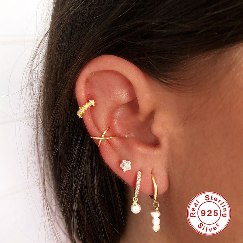 Dangling Earrings Classification 1 Pair Quantity 1 Pair 925 Sterling Silver Zircon Geometric Dangling Earrings