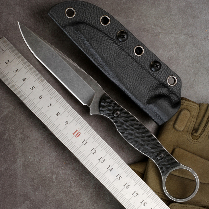 5CR15钢G10柄K鞘整刀CNC数控研磨高品质战术直刀户外便携求生直刀