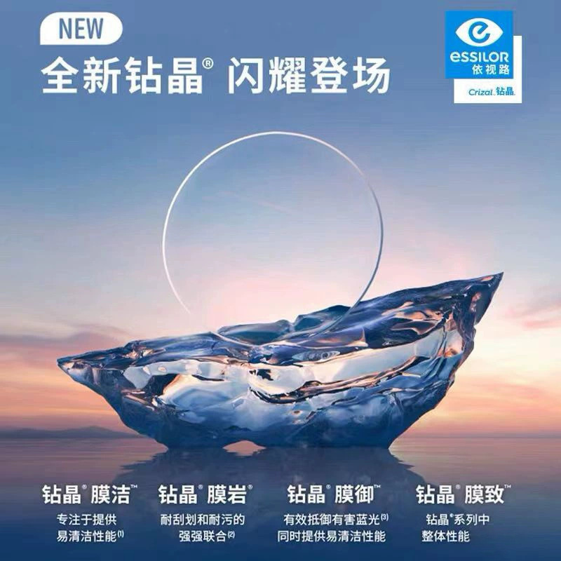 Danyang Genuine Eyeglass Lenses with Essilor Crizal Rock Film A41.56 Anti-Blue Light Myopia Optical Lenses, Stain-Resistant