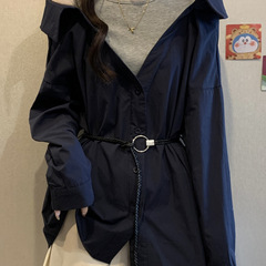 中长款系带收腰长袖衬衫女款春秋2025大码胖mm显瘦假两件露肩上衣
