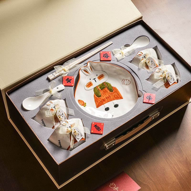 Peter Rabbit Cute Tableware Gift Box Dish Set Home Housewarming Dishes and Chopsticks Birthday Engagement Newlywed Wedding Gift