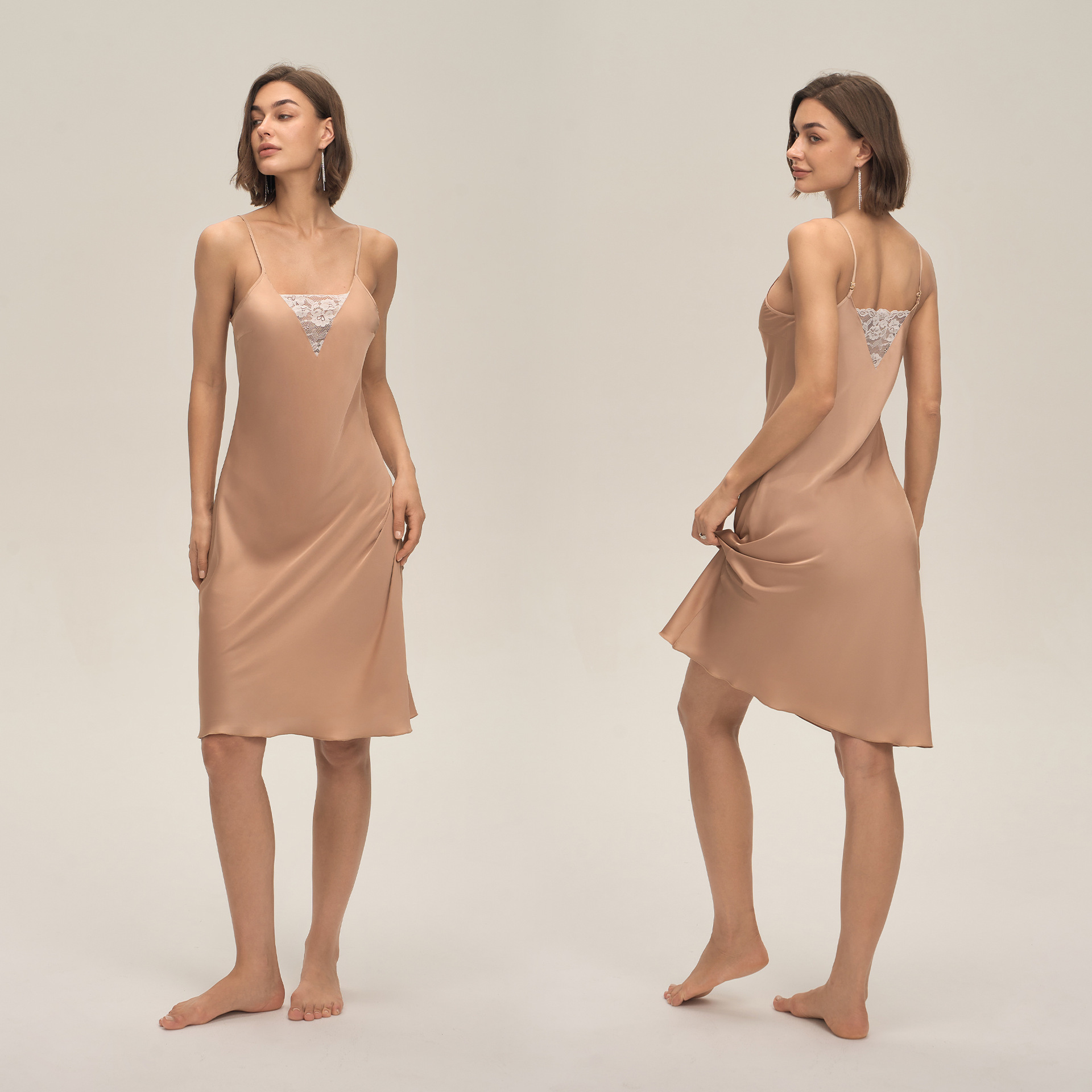 Nuevo pijama de mujer de verano satén chiffon ropa casera de encaje pectoral sexy cinturón vestido corto DQ3916