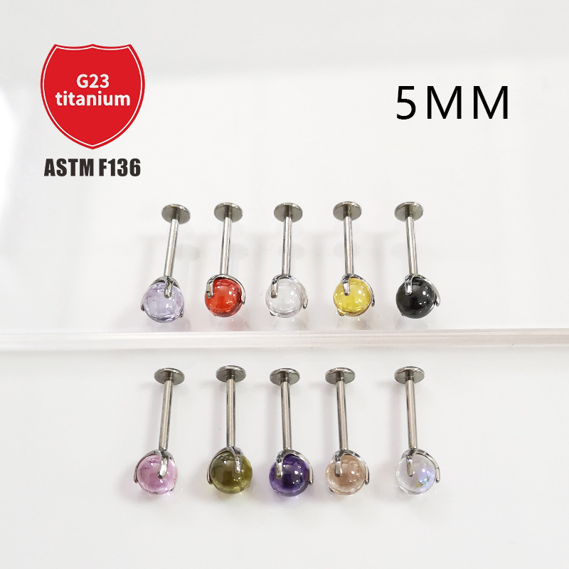 Pointed titanium steel lip stud product view