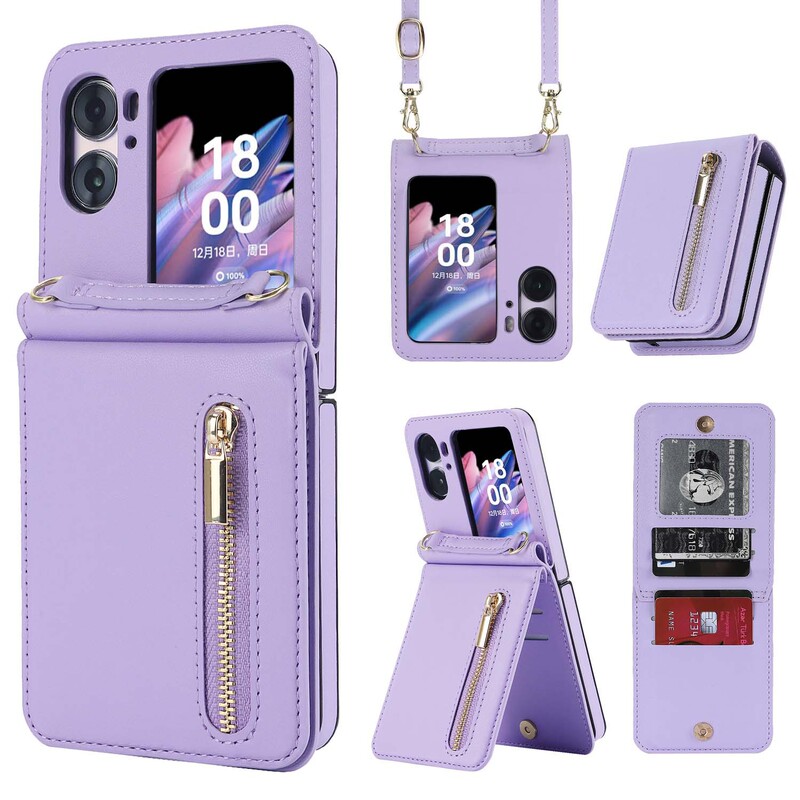 Suitable for OPPO Find N2 Flip crossbody zipper card holder phone case N3F folding Flip protective case bracket