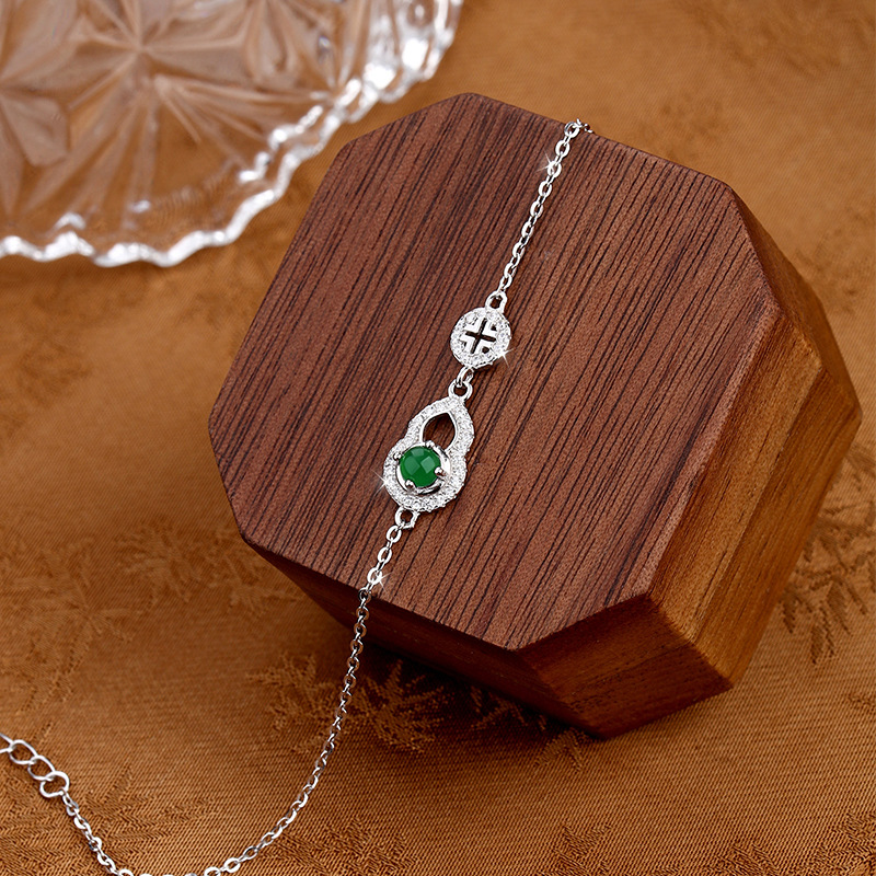 Material peligroso, calabaza auspiciosa, joyería de jade natural, pulsera de plata esterlina S925, nueva moda china, sentido retro premium