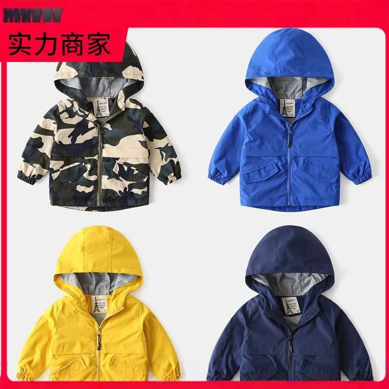 Детский ветрозащитный Trench coat, цветная куртка на молнии с капюшоном для мальчиков, детская одежда, осень
