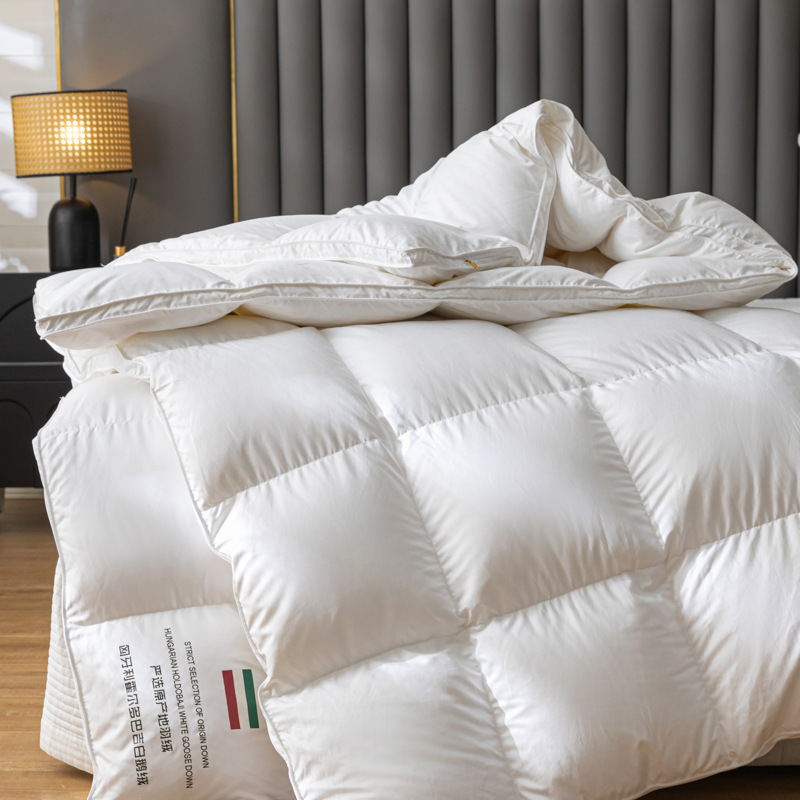 180-Count Cotton Duvet with 95% White Goose down Filling, 5A Premium Goose Down, Thickened for Warmth, Pure Cotton Quilt for Spring, Autumn, and Winter