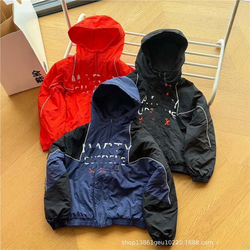 Sup new SS26 casual jacket with chest logo, letter, and star pattern, featuring a padded lining for added warmth, available in unisex styles