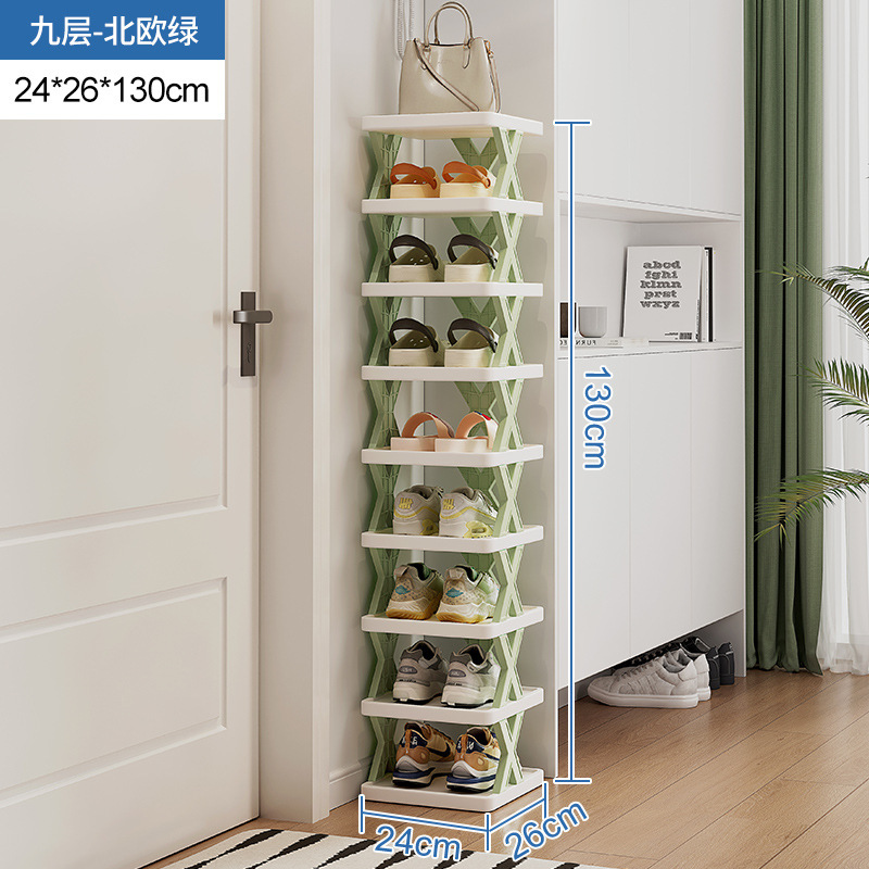 Estante para zapatos, puerta del hogar, artefacto de almacenamiento de entrada simple, que ahorra espacio, partición en capas, armario de zapatos pequeño y estrecho de plástico multicapa