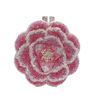 BL106 rose rhinestone bag hollow metal crystal dinner bag foreign trade diamond bag ladies clutch bag