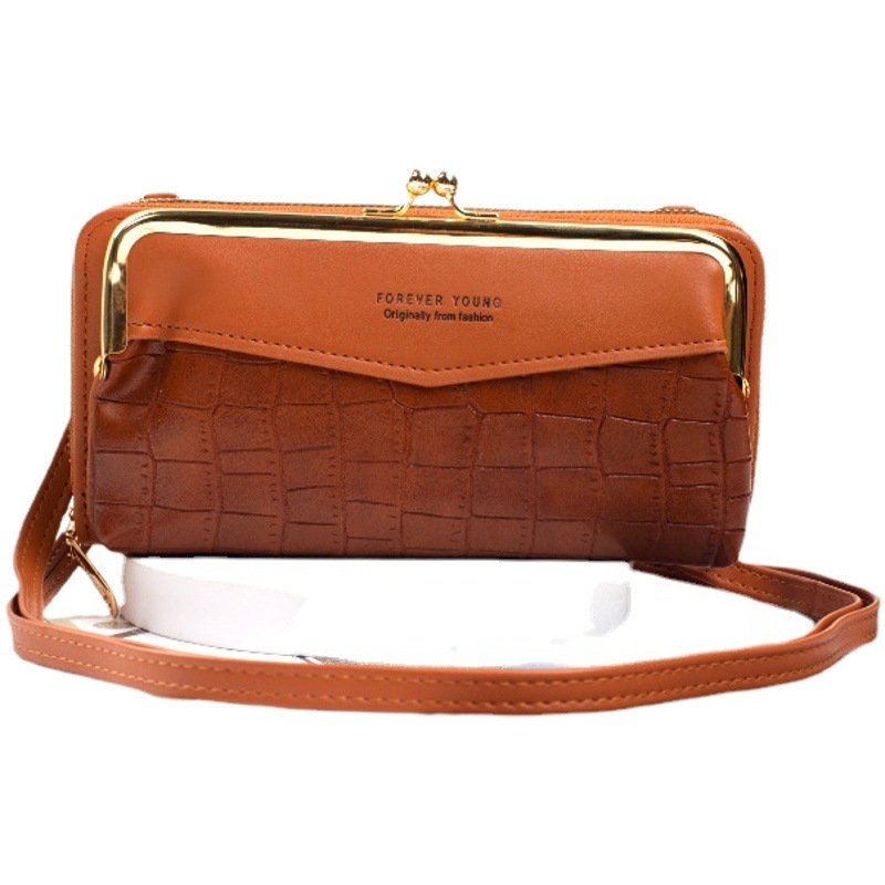 Bolso del teléfono móvil de las nuevas mujeres patrón de piedra botón bolso de cuero mochila Satchel multi-tarjeta monedero móvil de las mujeres