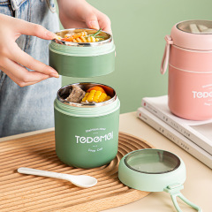 Double-layer insulated lunch box, stainless steel 316, Japanese-style portable soup cup and rice bucket, office worker sealable breakfast cup with soup bowl