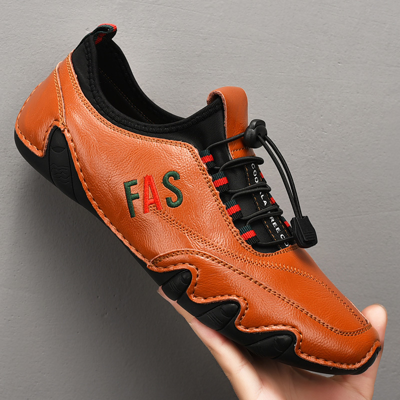 2025 cuero casual para hombres transfronterizos talla grande perezoso zapatos de guisantes de suela blanda británica pulpo zapatos de hombre de piel de vaca