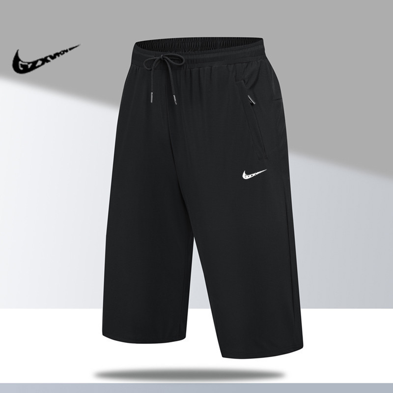 Thin Trendy Men's Shorts for Summer, Loose-Fitting Ice Silk Breathable Three-Quarter Pants, Quick-Dry Running Large Size Casual Pants for Men