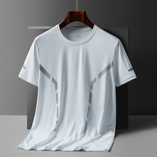 Men's T-shirt half sleeve summer loose mesh ice silk short sleeve thin sports men's fitness running clothes fashion
