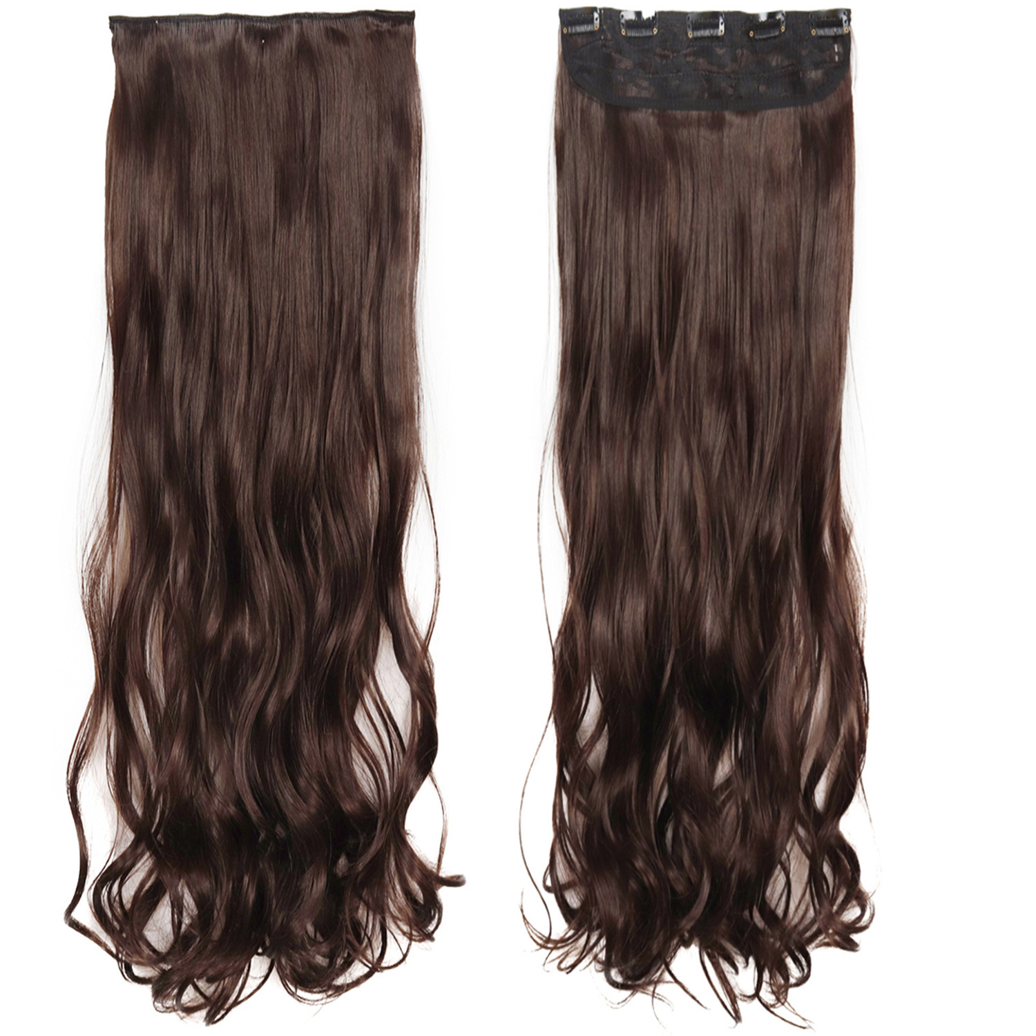 80 cm de extensión de pelo de peluca cinco tarjetas de una pieza de cabello de fibra química de cabello de alta temperatura cabello de cabello largo rizado