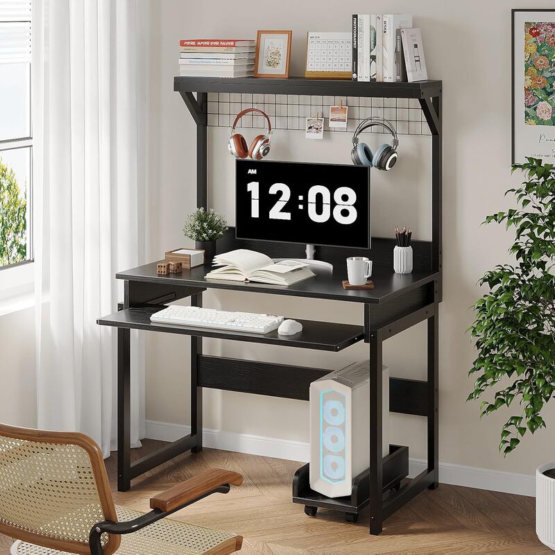 Computer Desk with Kitchen Cabinet Office Desk Study Writing Desk Workstation Home Office Pc Table