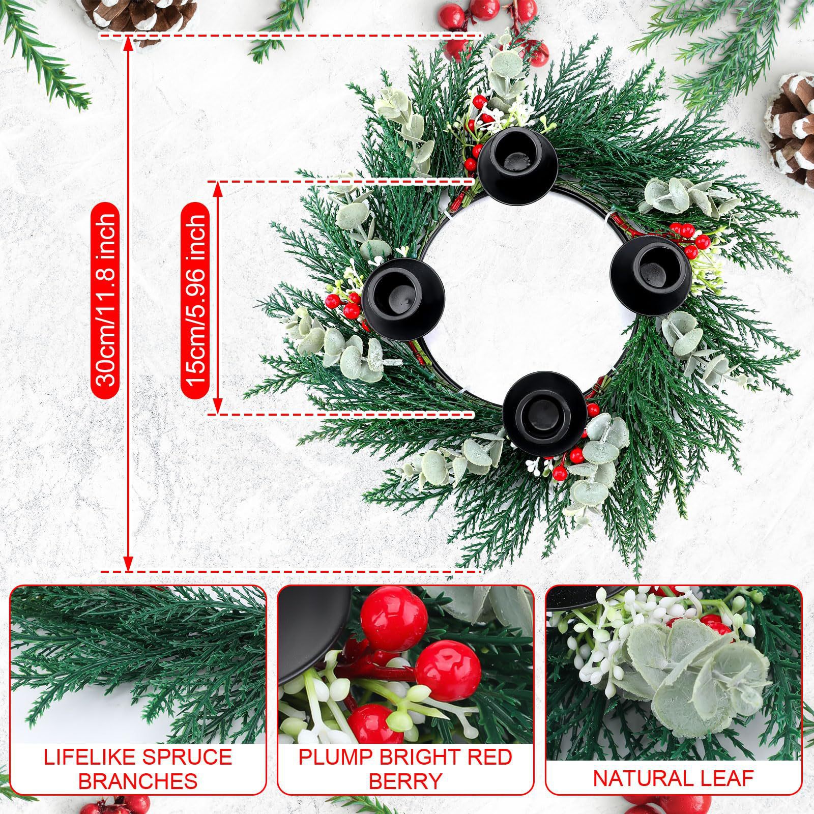 Cinta CORONA DE Navidad decoración de Navidad fábrica al por mayor Navidad candelabro Garland vela Copa Navidad candelabro de Navidad image 19