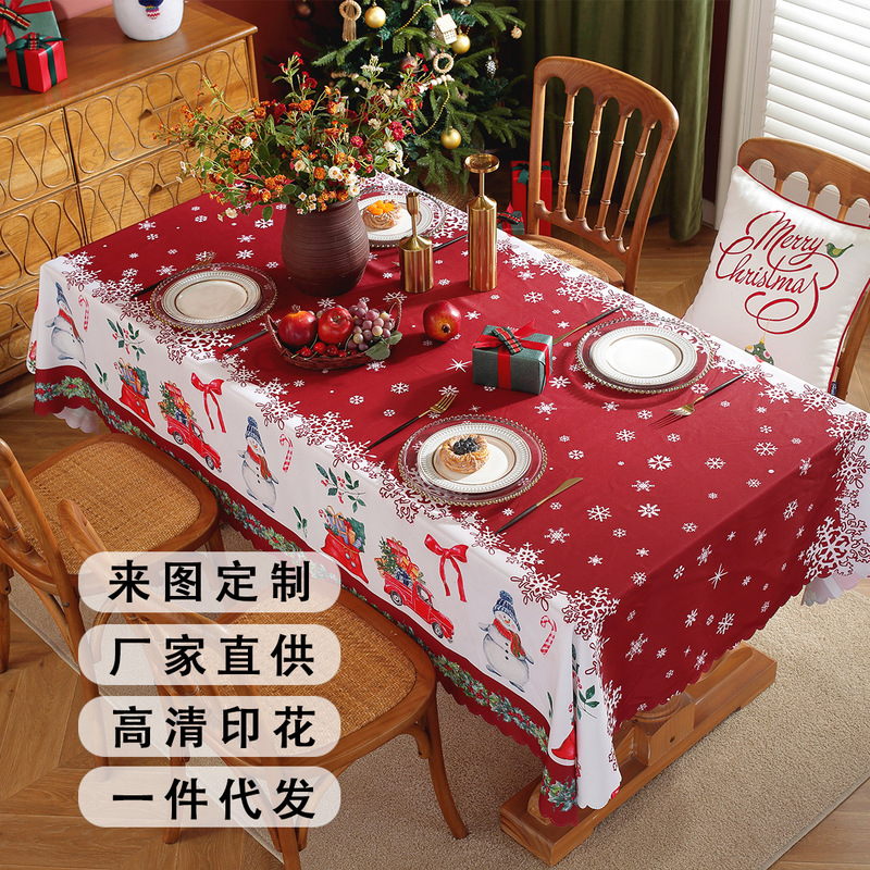 新年の新しいクリスマステーブルクロスホリデーウェディングパーティーテーブルクロスクリスマス工芸品装飾ソース工場|undefined