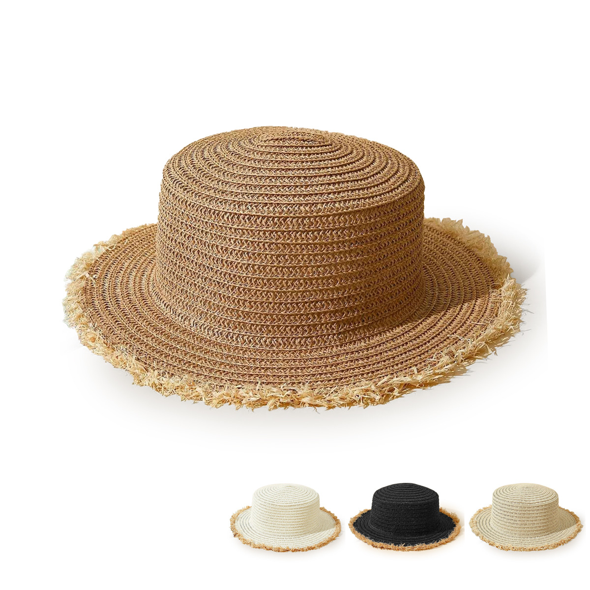 Vente En Gros Chapeau De Paille Simple Bord Brut De Couleur Pure Nihaojewelry display picture 16